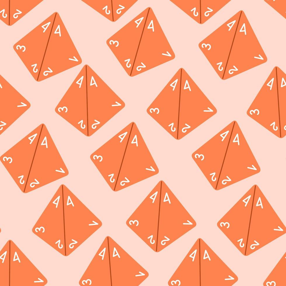 D8 D10 D12 D20 Dice for Board games seamless pattern. RPG dice set for table game. Vector illustration