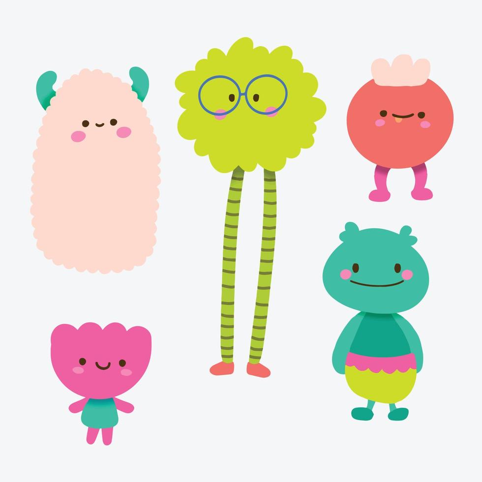 Cute Smiling Monsters Group Vector