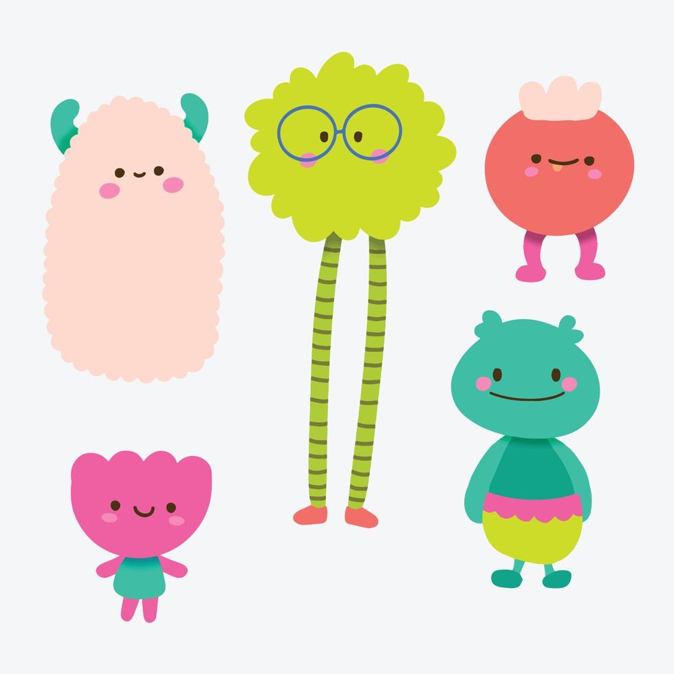 Cute Smiling Monsters Group Vector