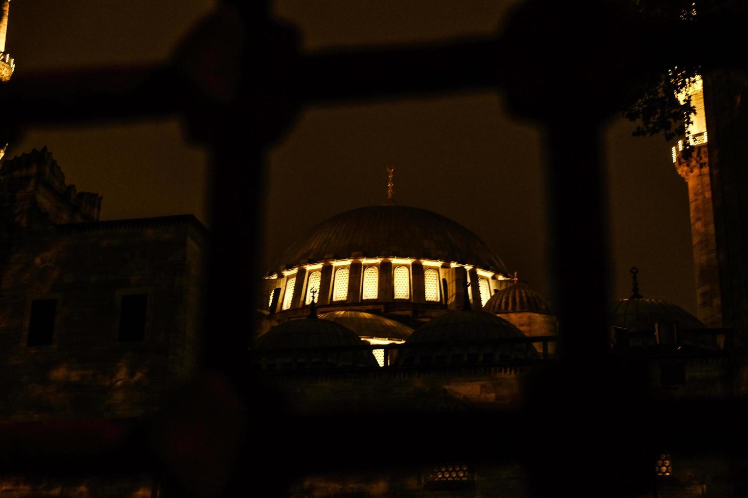 Night Blue Mosque in Istanbul, Turkey photo