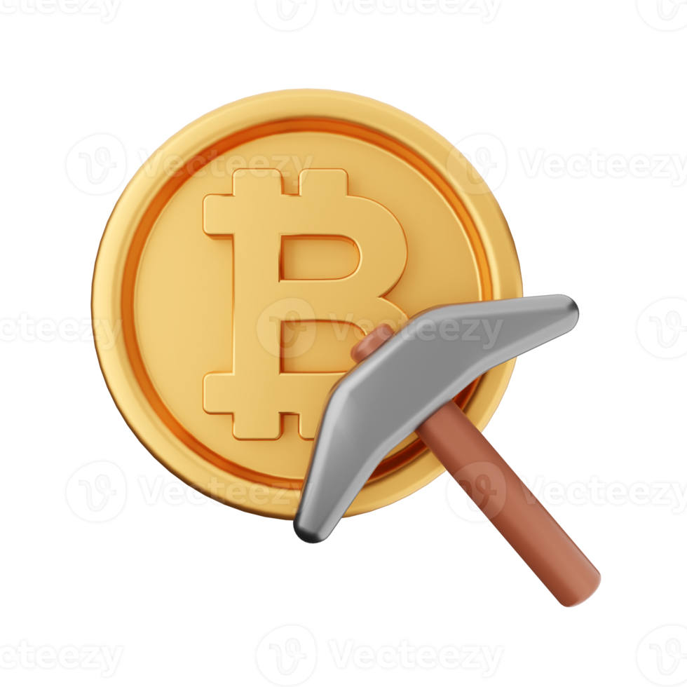 3d bitcoin cryptocurrency icon illustration png