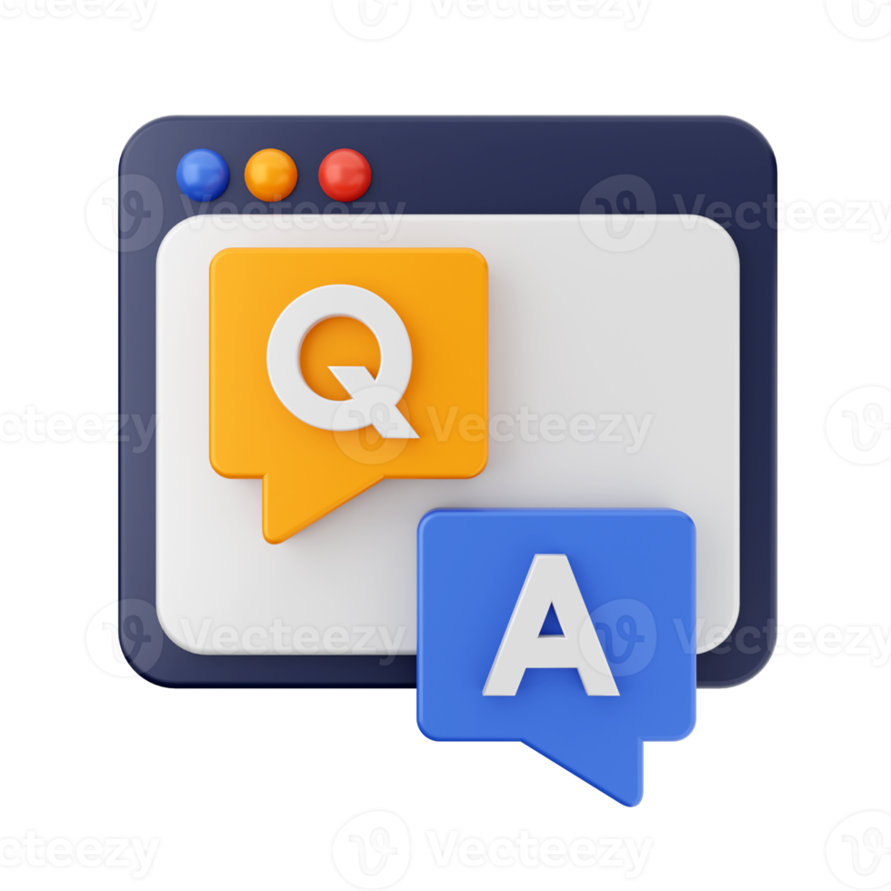 3d frequently asked questions icon illustration render png