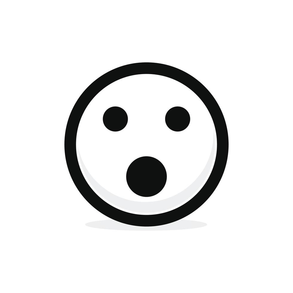 Surprised face emoticon icon vector