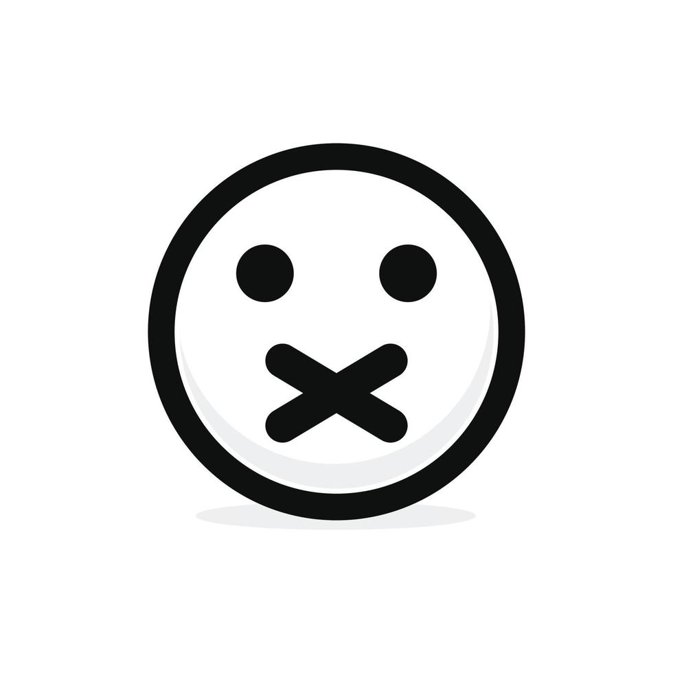 Silent face emoticon icon vector