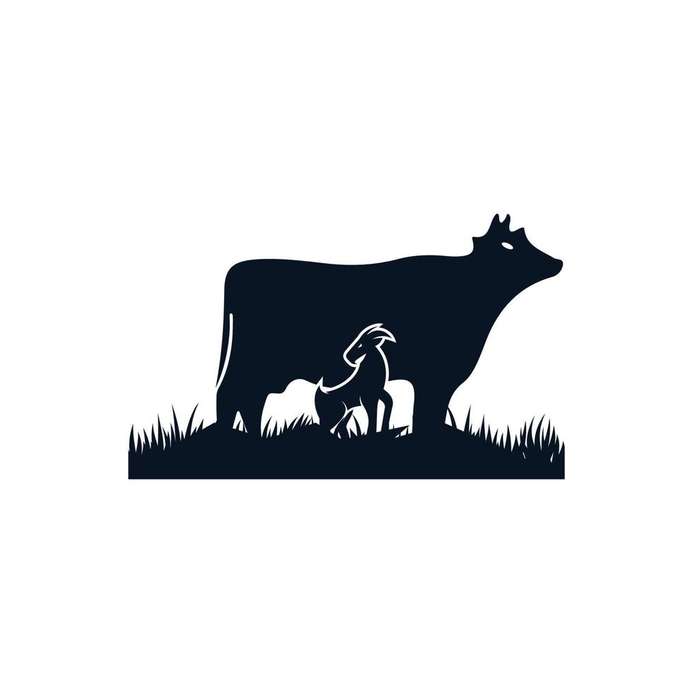 vaca y cabra granja logo vector