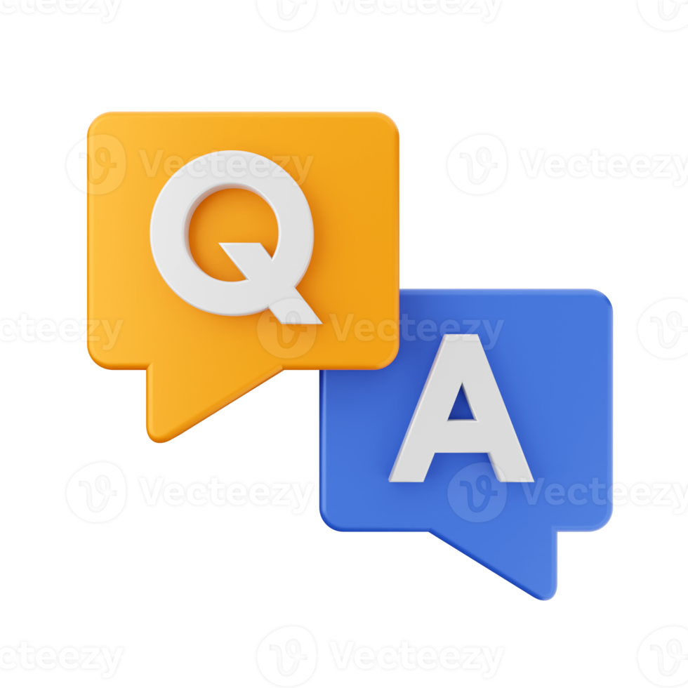3d frequently asked questions icon illustration render png