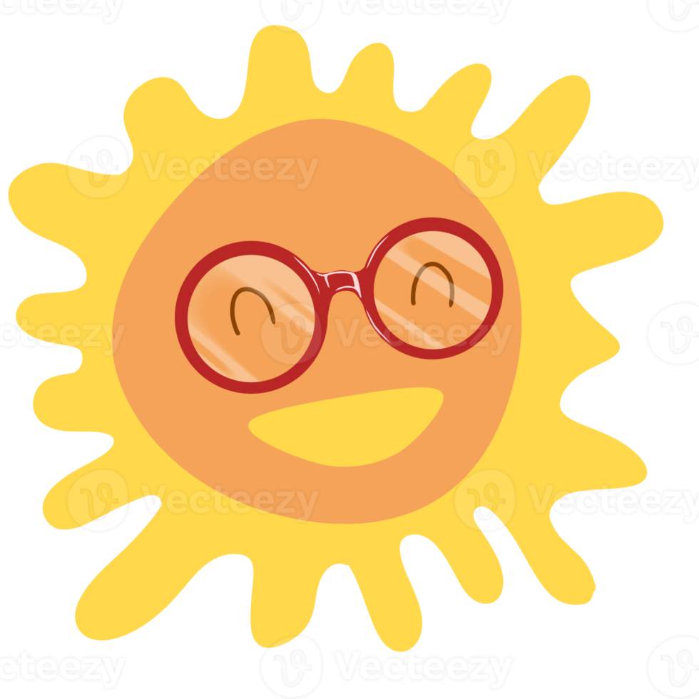 Happy Summer Sun with sunglasses png