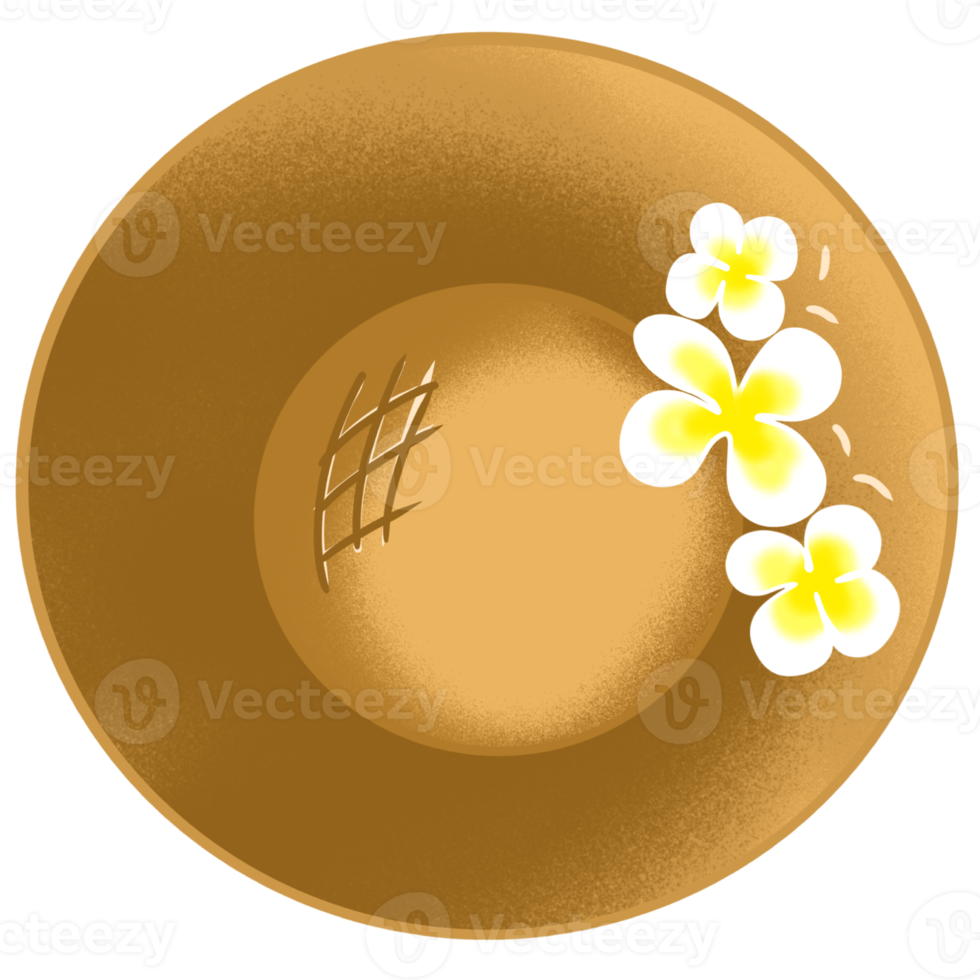 Womens summer yellow straw hat with the Flowers png