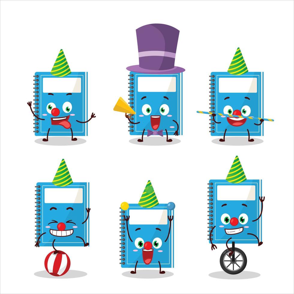 Cartoon character of blue study book with various circus shows vector