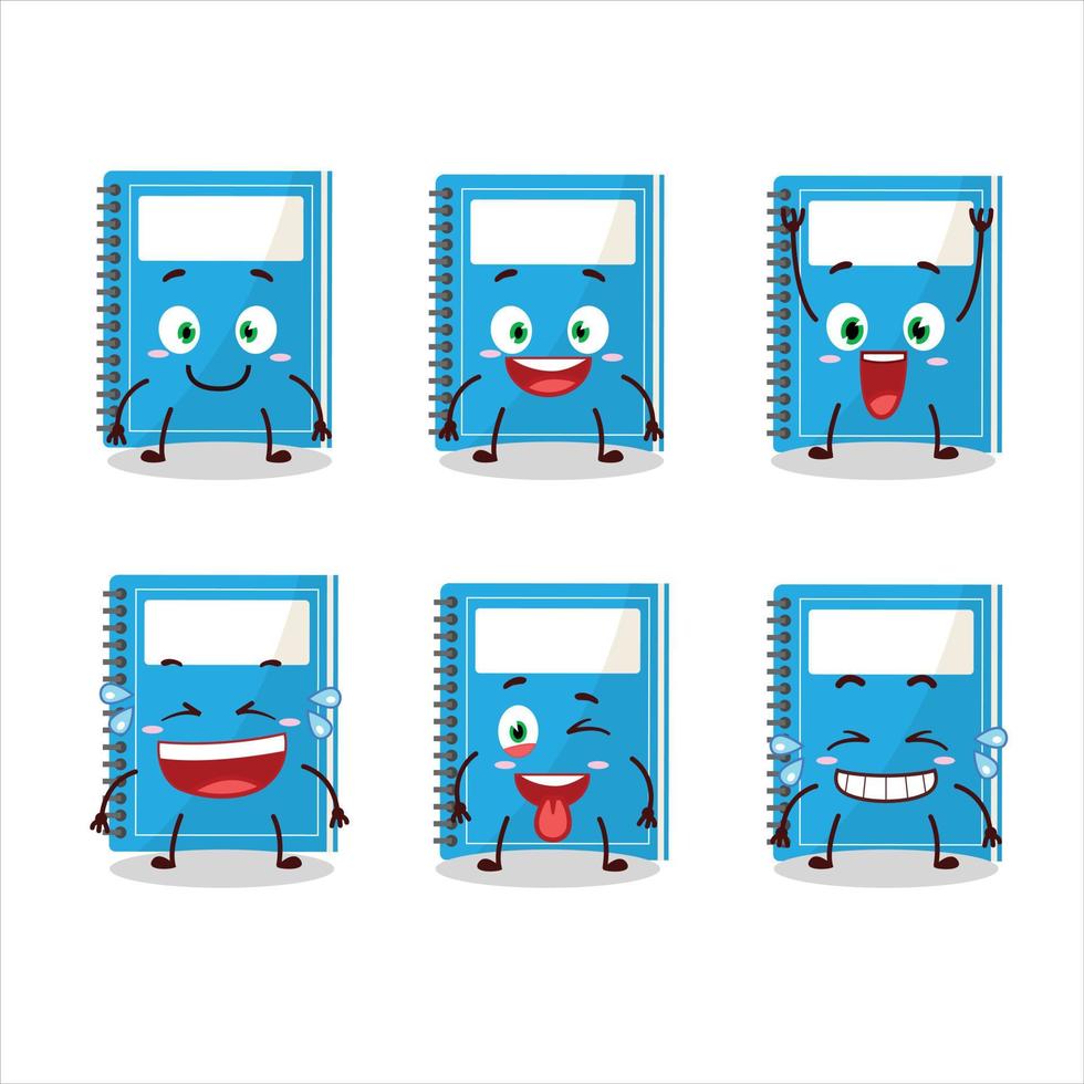 dibujos animados personaje de azul estudiar libro con sonrisa expresión vector