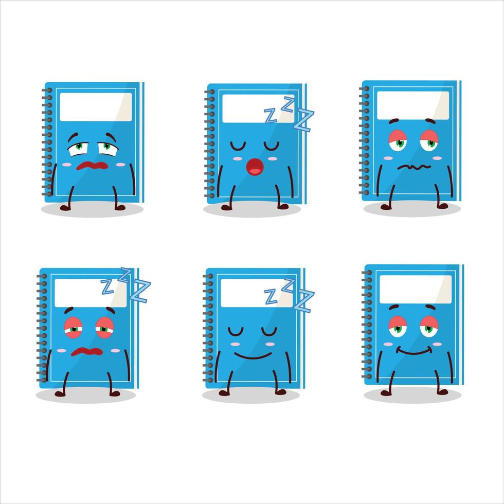 Cartoon character of blue study book with sleepy expression vector