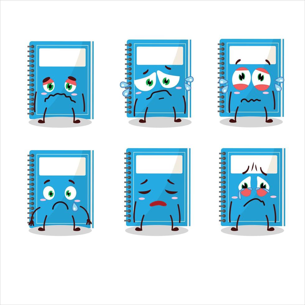 Blue study book cartoon character with sad expression vector