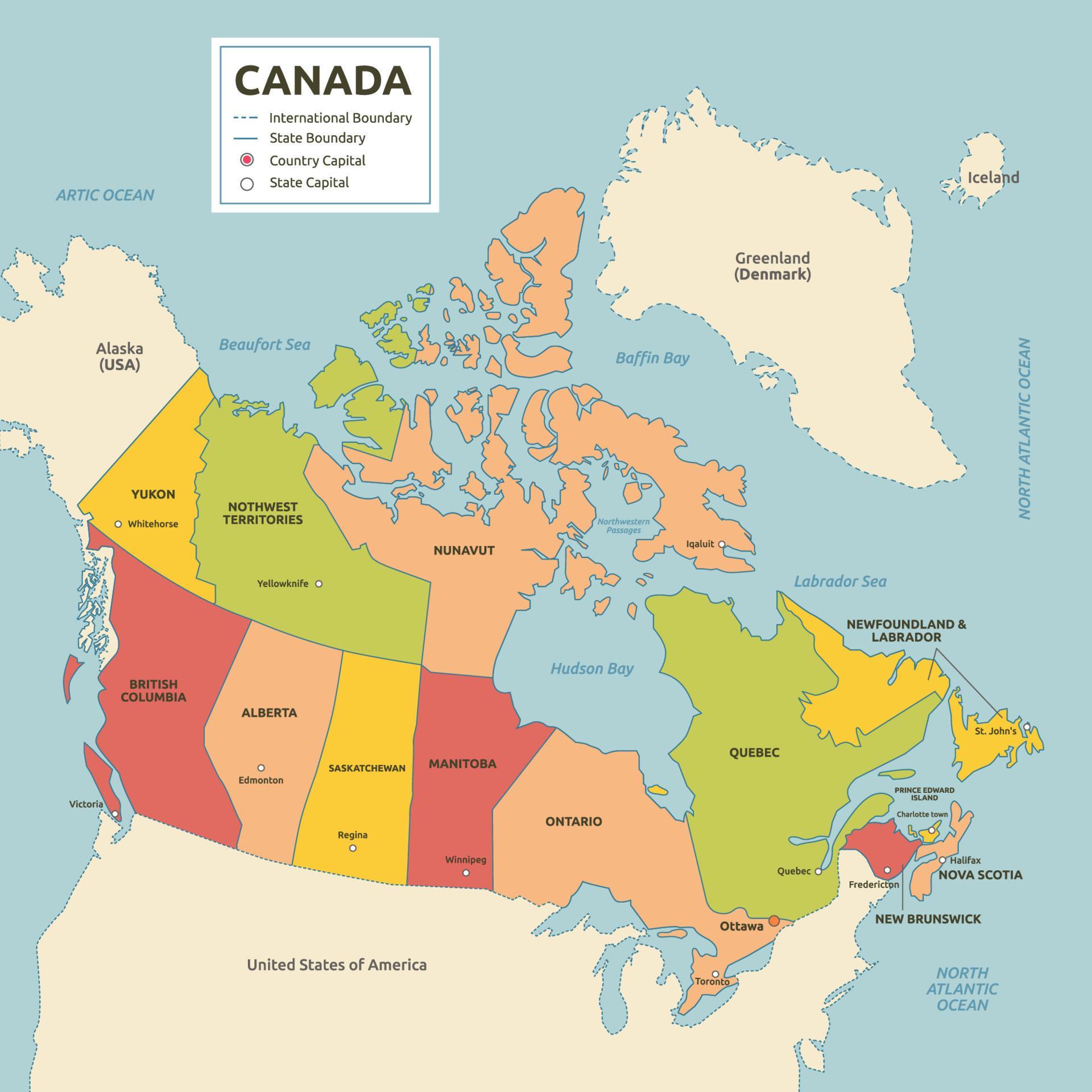 Detailed Country Map of Canada 22362816 Vector Art at Vecteezy