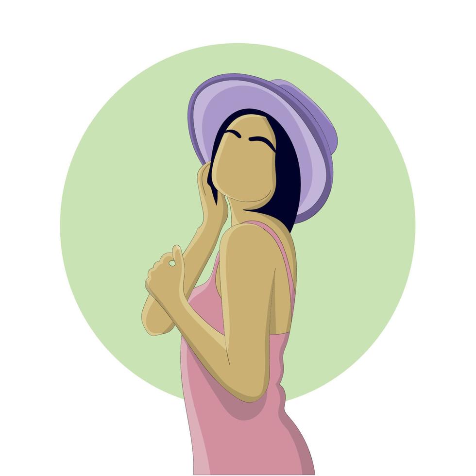 PrintFlat design of a pretty girl wearing a cute dress and purple hat vector