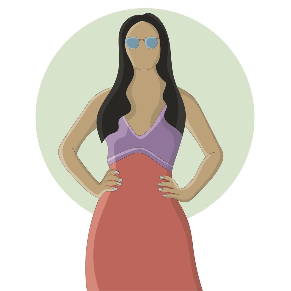 PrintFlat design of a pretty girl wearing a cute dress and sunglasses vector