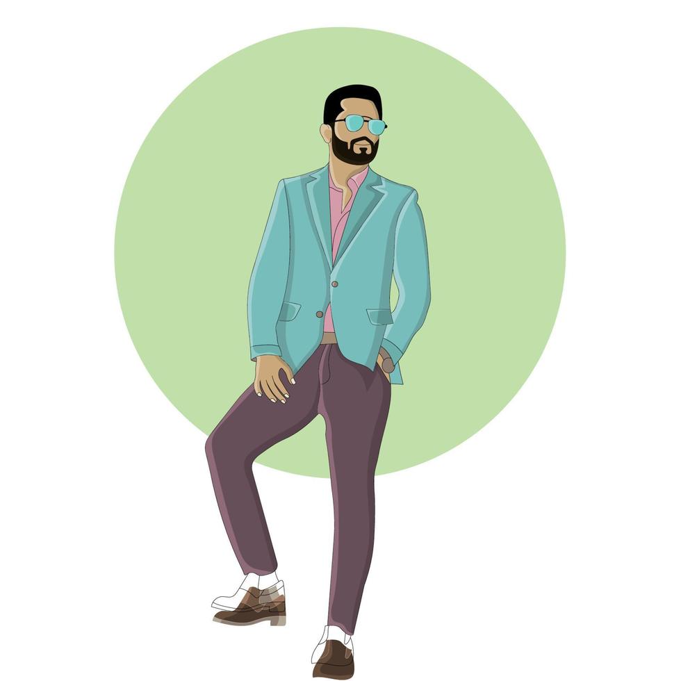 plano diseño de hermoso hombre con lentes vector