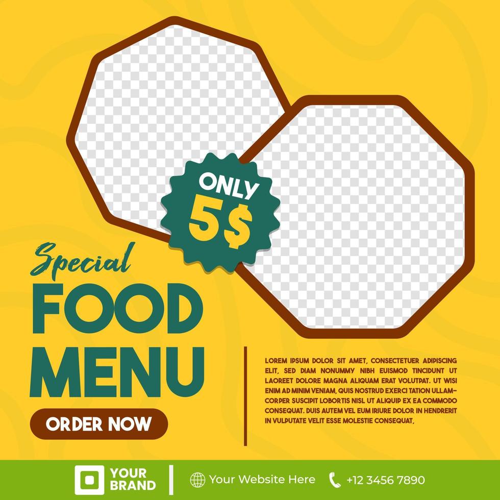 Food friend Social Media Post Template with a bright colorfull design beat, perfect for increasing appetite vector