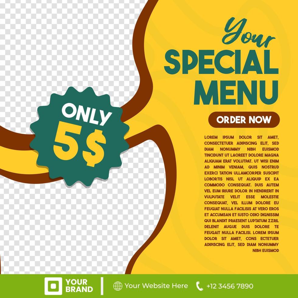 Food friend Social Media Post Template with a bright colorfull design beat, perfect for increasing appetite vector