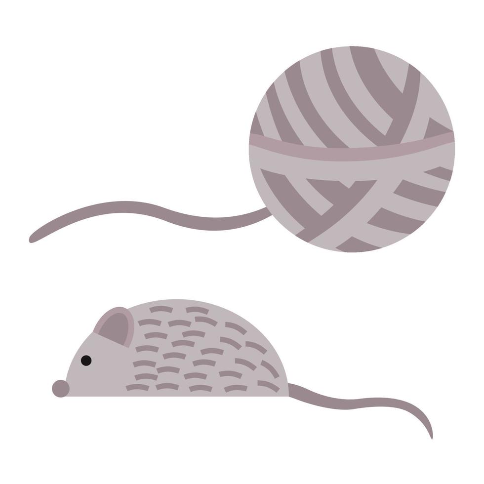 un juguete para gatos, animales, un pelota de hilo, un ratón. vector