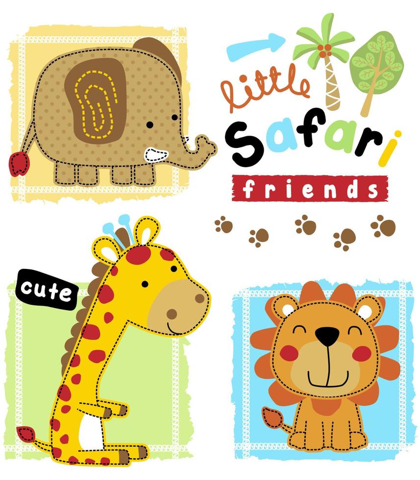 Group of funny safari animals cartoon vector