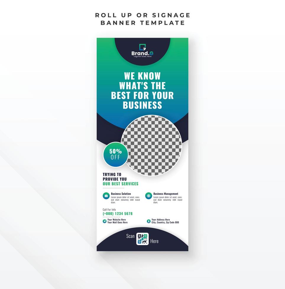 Multipurpose modern business roll up banner, display exhibition standee banner design template vector