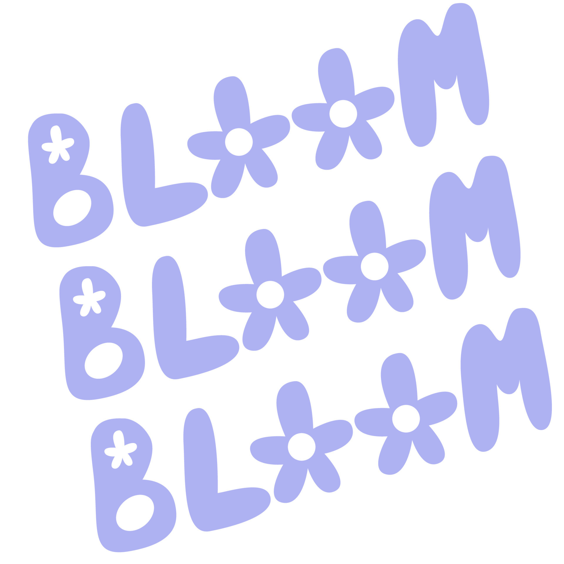 Bloom quote. Bloom word with flowers.Vector hand draw lettering
