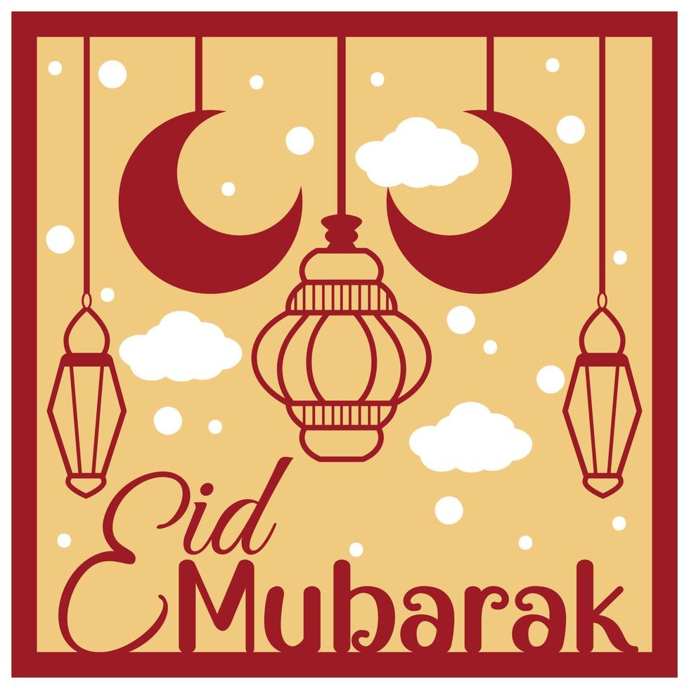 Islamic eid festival greeting card  background, laser cut eid mubarak card vector