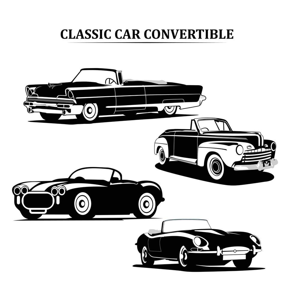 clásico coche convertible conjunto ilustración vector