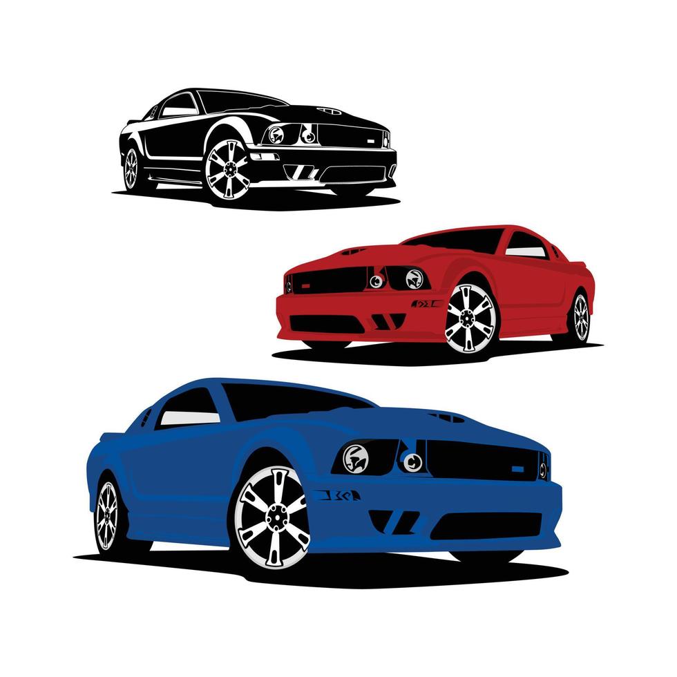 Full colour sporty car illustration vector