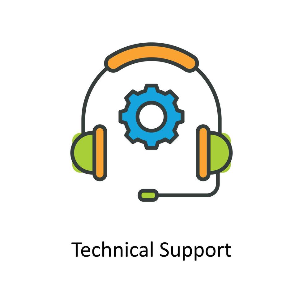 technical support Vector Fill outline Icons. Simple stock illustration stock
