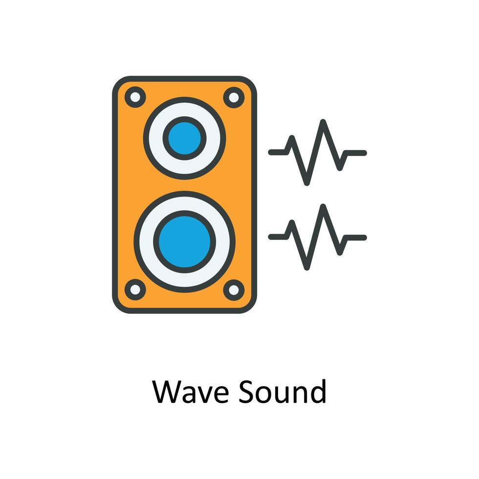 wave sound Vector Fill outline Icons. Simple stock illustration stock