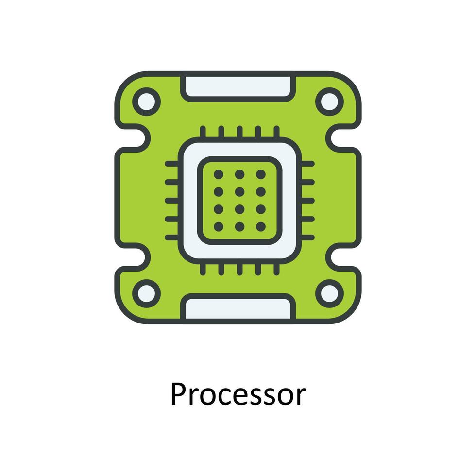 procesador vector llenar contorno iconos sencillo valores ilustración valores