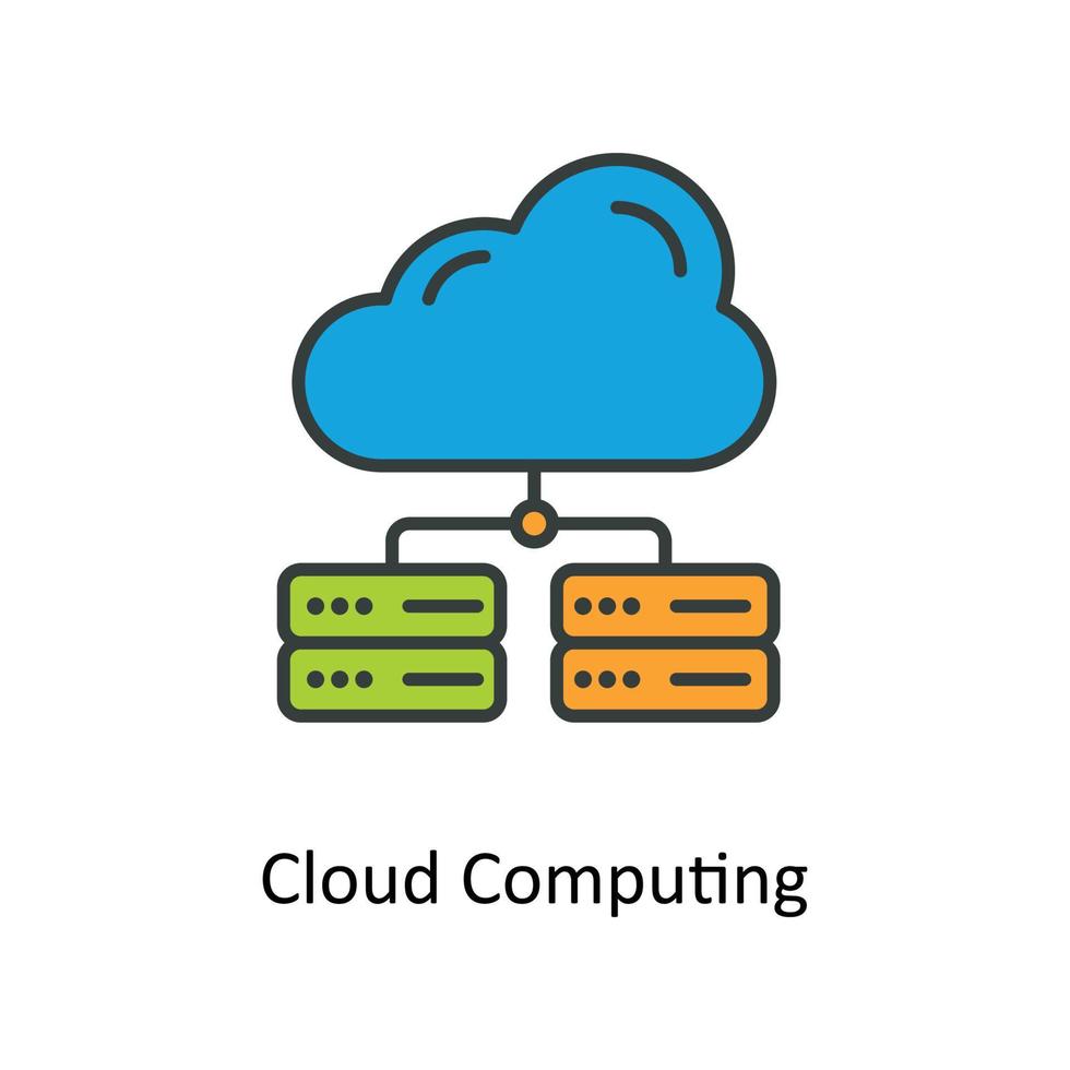 nube informática vector llenar contorno iconos sencillo valores ilustración valores