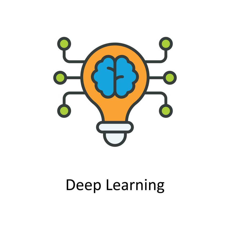 deep learning Vector Fill outline Icons. Simple stock illustration stock