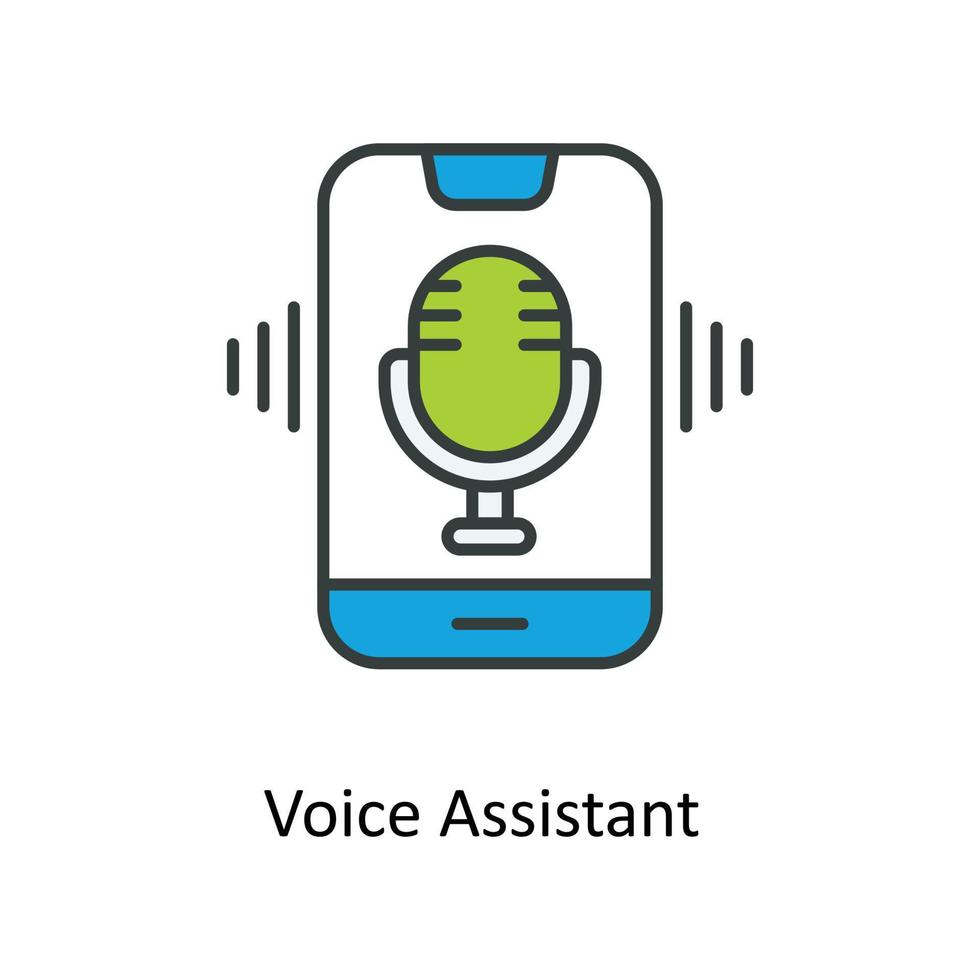 voice assistant  Vector Fill outline Icons. Simple stock illustration stock