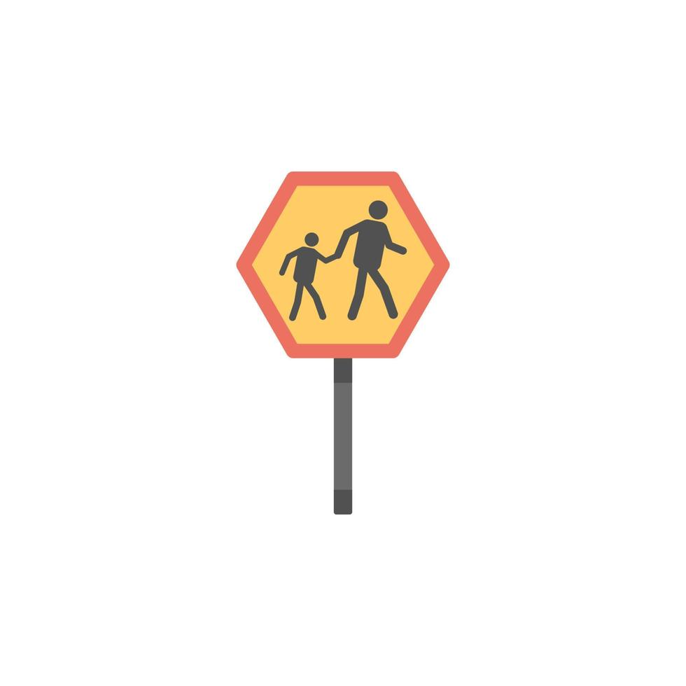 Children crossing colored vector icon