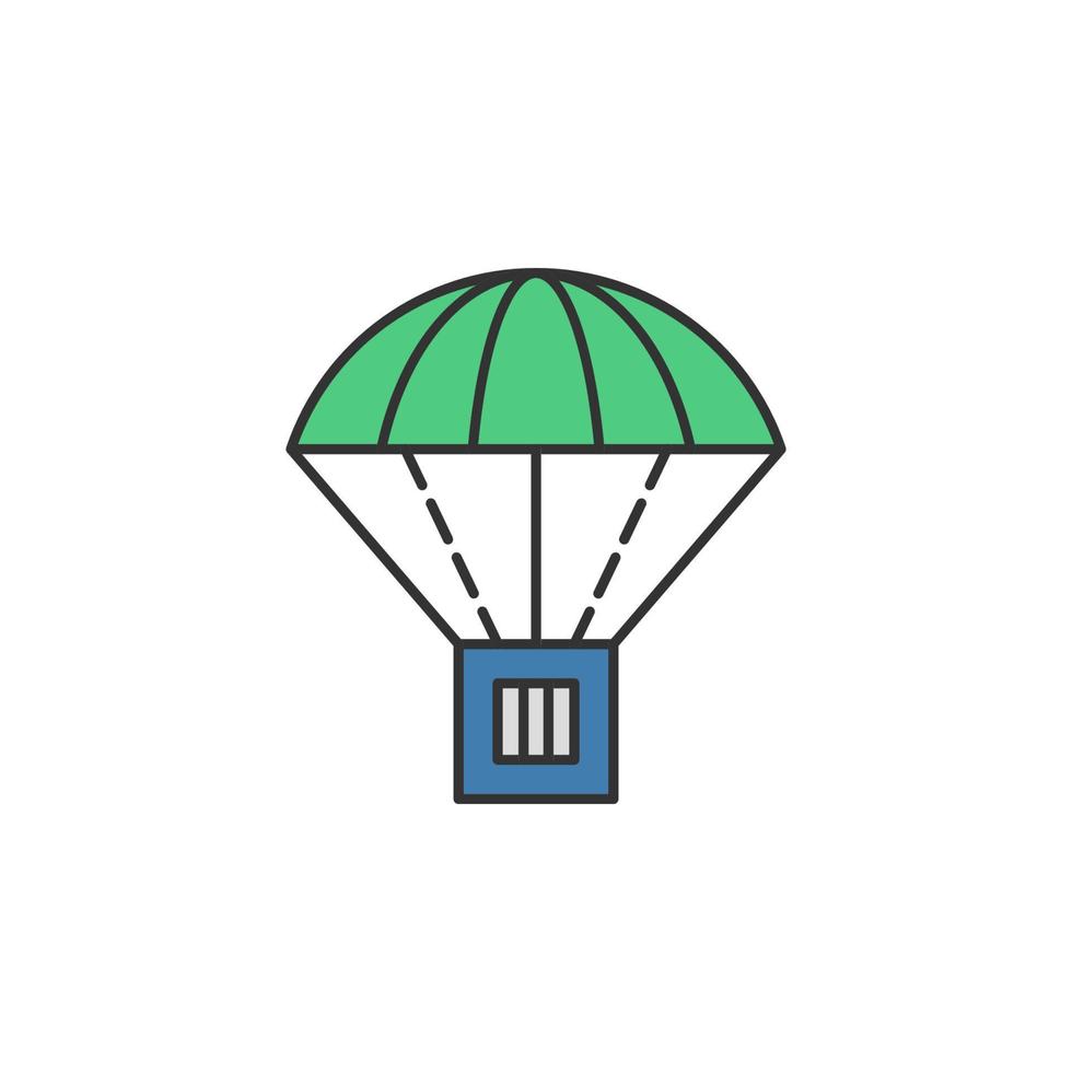 Package parachute airdrop colored vector icon