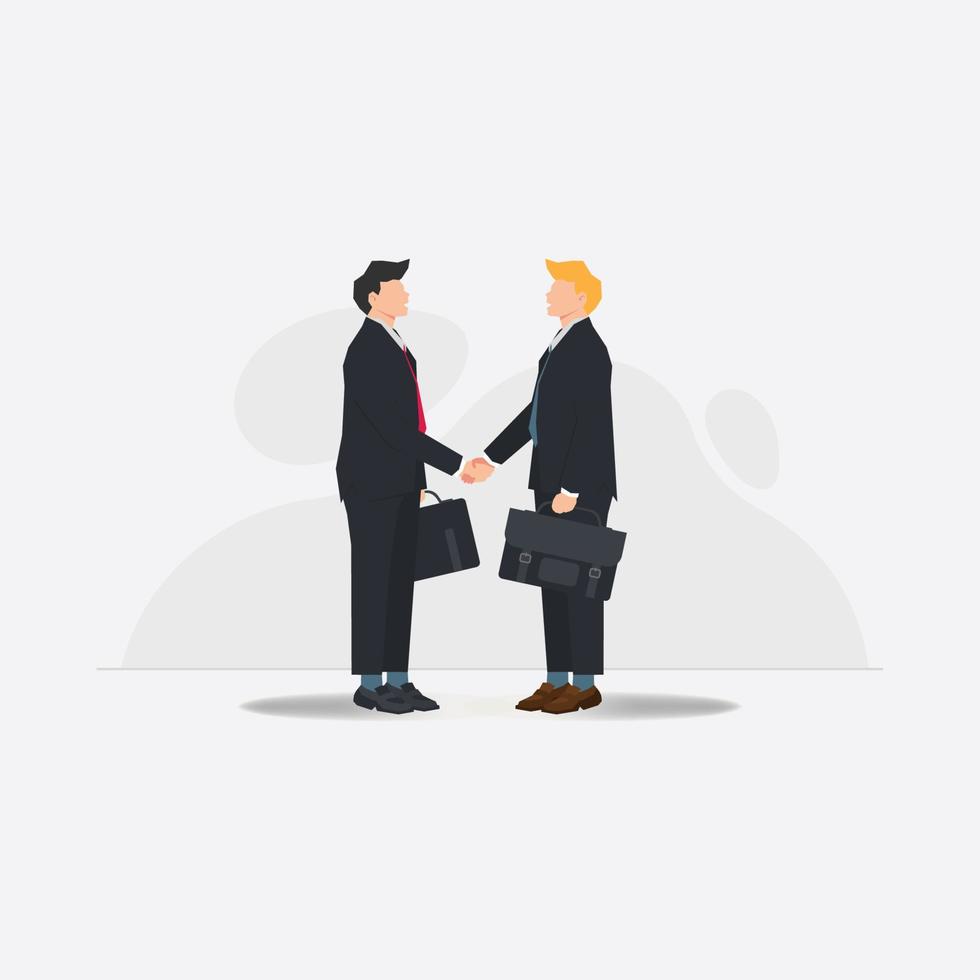 Two businessman are shake hands. Deal of business, partnership cooperation in business vector illustration