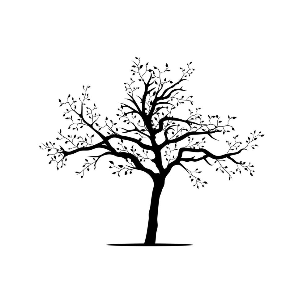 Black Tree with Leaves Vector icon. Flora Illustration sign. park symbol.