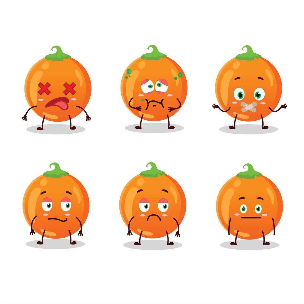 Halloween orange candy cartoon character with nope expression vector