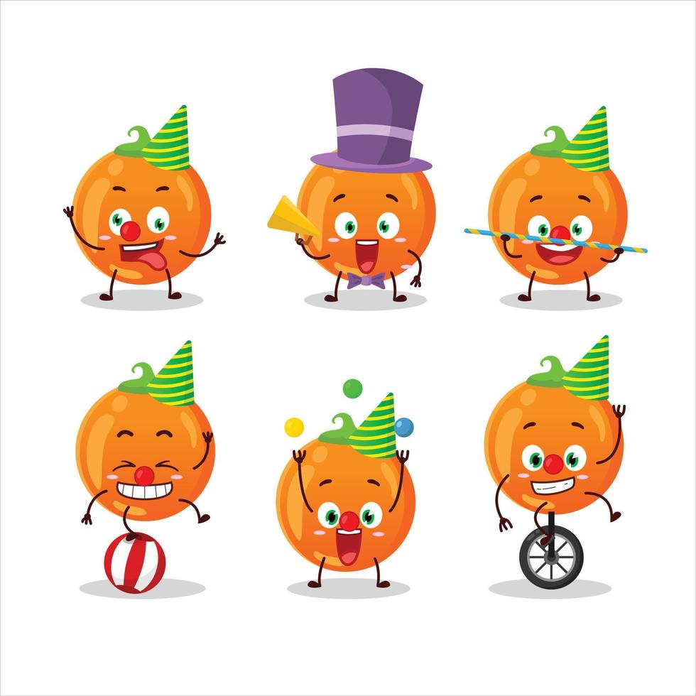 dibujos animados personaje de Víspera de Todos los Santos naranja caramelo con varios circo muestra vector