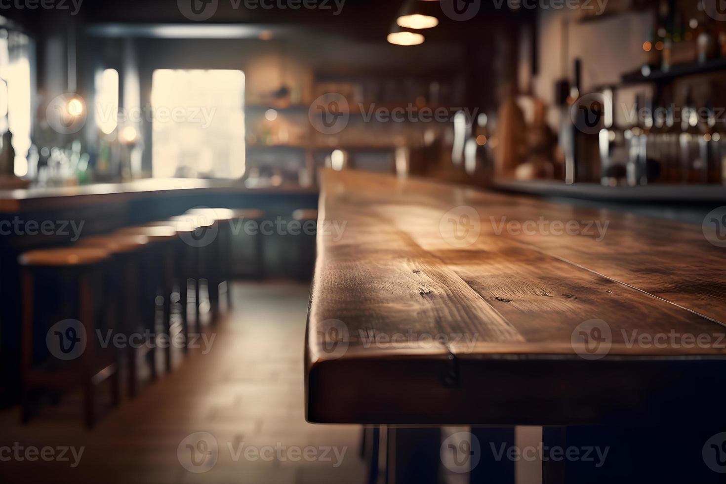 Empty wooden table and blurred background. For product display photo