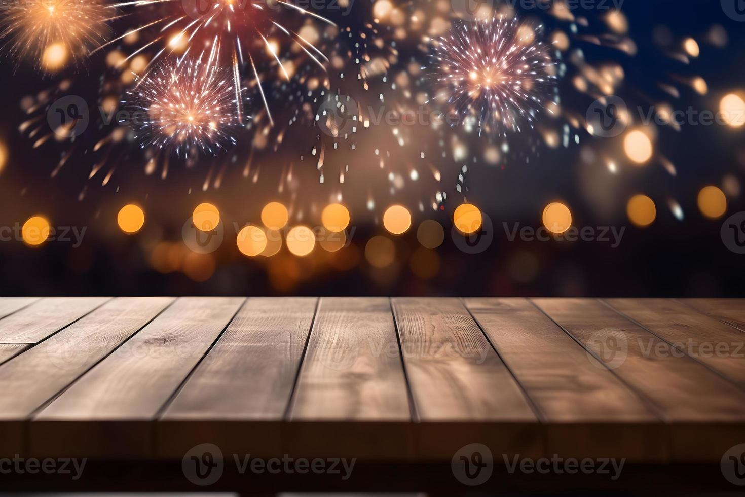 Empty wooden table and blurred background. For product display photo