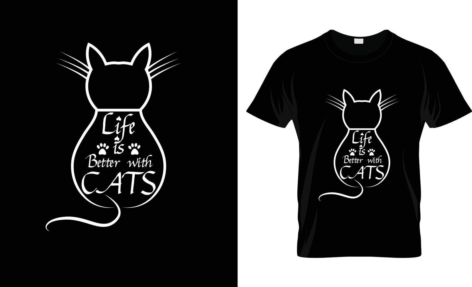 vida es mejor con gatos citar camiseta diseño y nuevo tipografía camiseta diseño. vida es mejor con gato t camisa diseño modelo vector