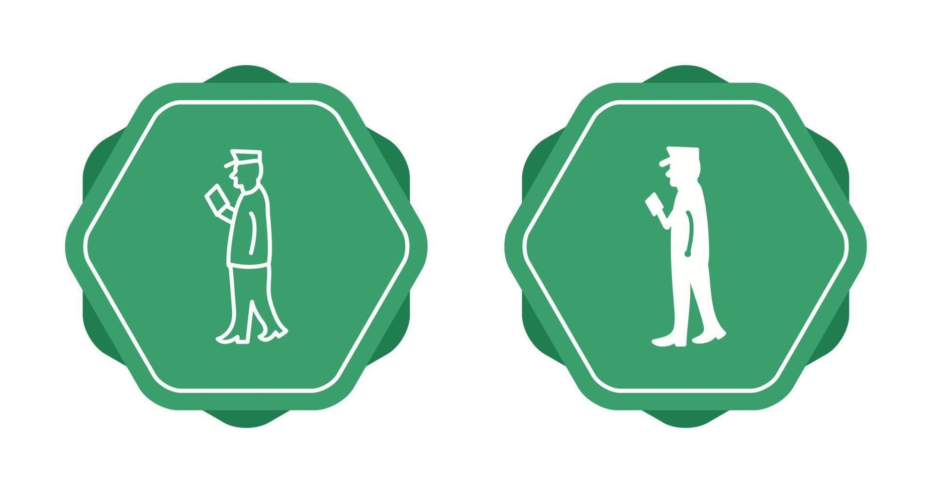 Guard Checking Passport Vector Icon