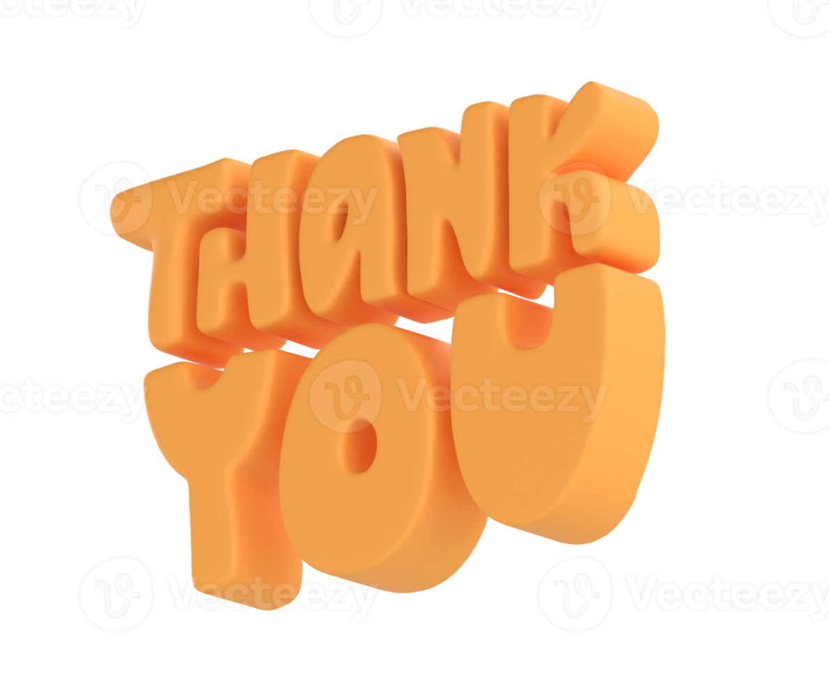 dank u oranje belettering 3d tekst icoon hand- getrokken, dankzegging dag schattig illustratie geïsoleerd transparant PNG achtergrond