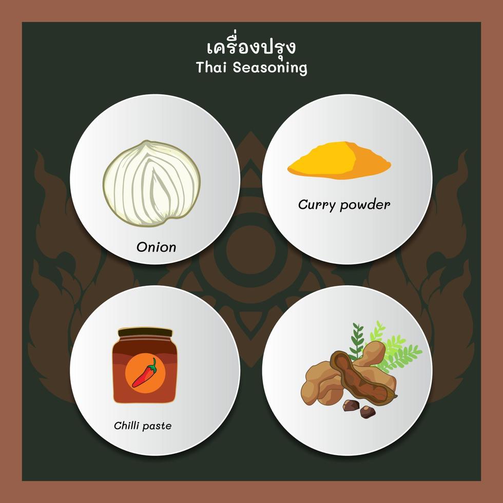 set of Thaifood ingredient vector