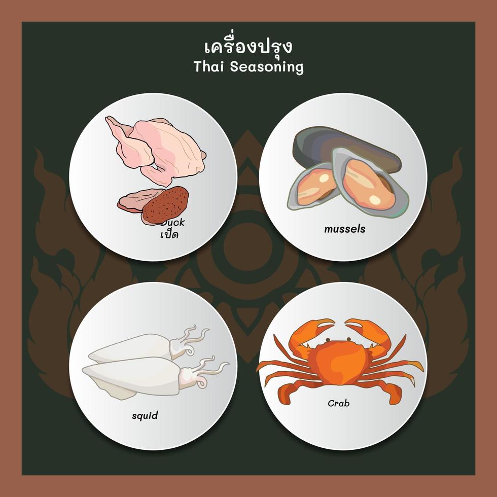 set of Thaifood ingredient vector