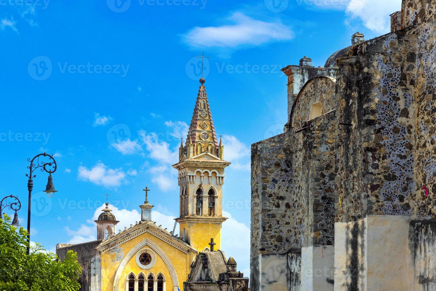Cuernavaca cathedral and colorful colonial architecture of Cuernavaca streets in Mexico Morelos photo