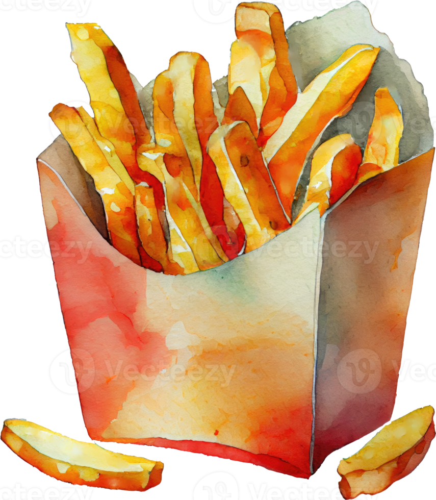 francés papas fritas comida acuarela ilustración png